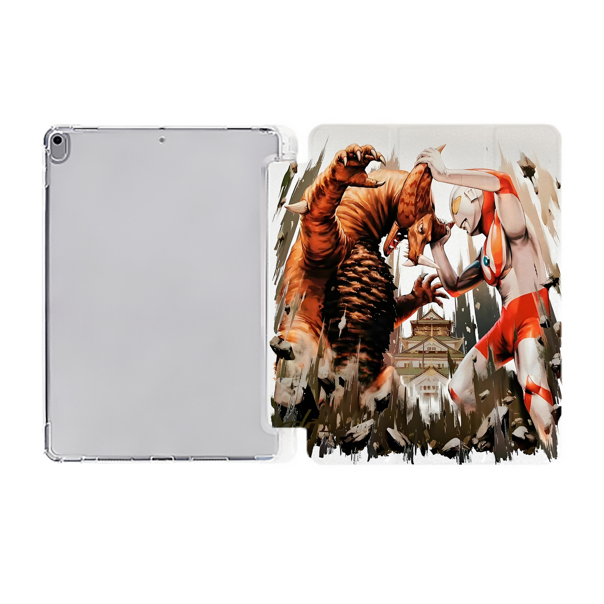 （画像用） ウルトラマン Ultraman IPad ケース ペン収納付き 三つ折りスタンド PUレザー×シリコン 対応機種9.5/10.5/10.9インチ